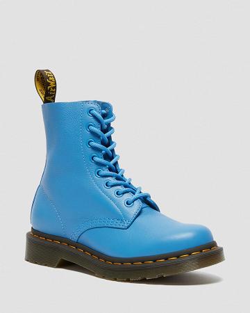 Women's Dr Martens 1460 Pascal Virginia Leather Ankle Boots Blue | AU 15BEX